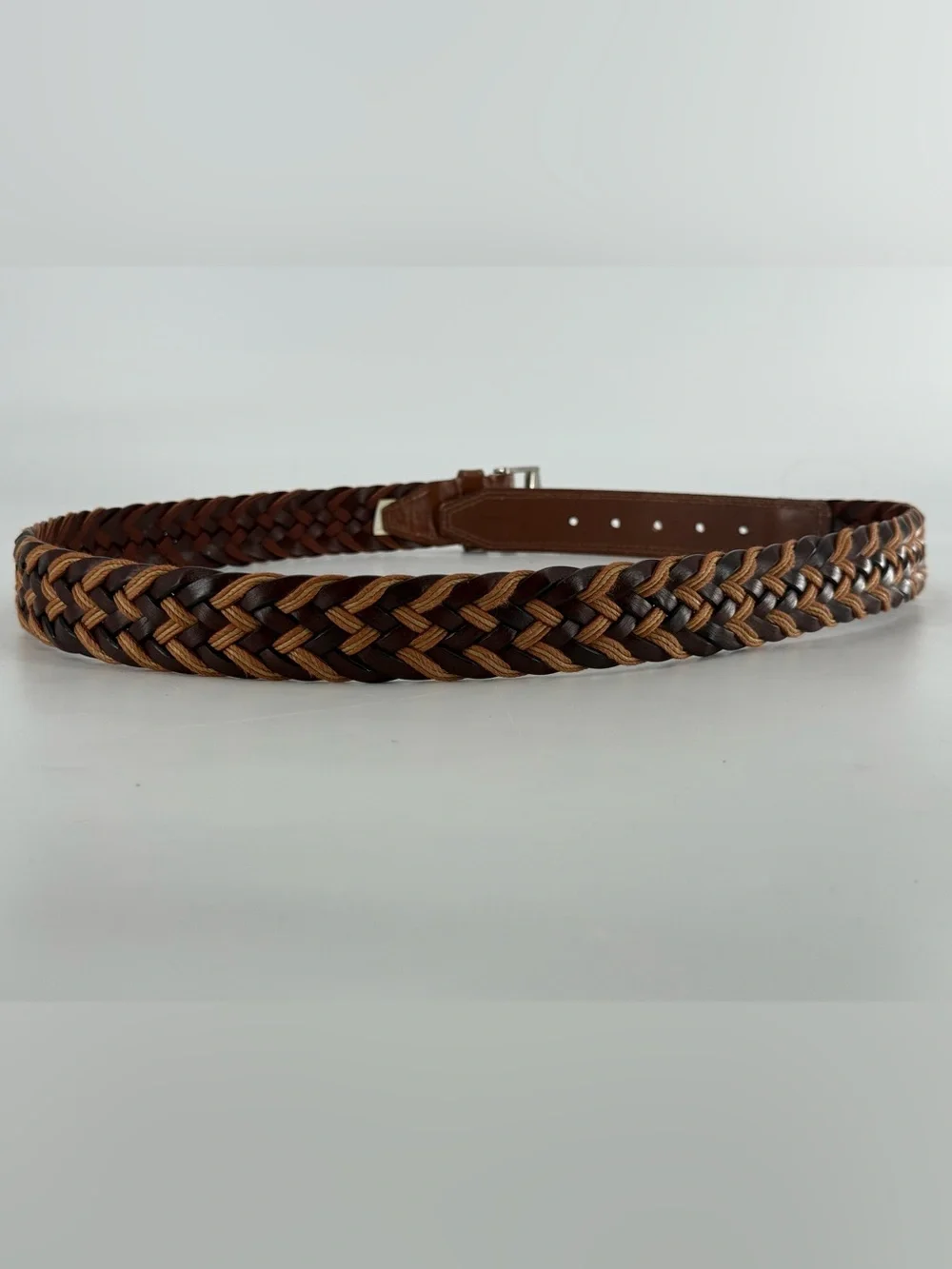 Leather Braided Woven Leather Men’s Belt 38